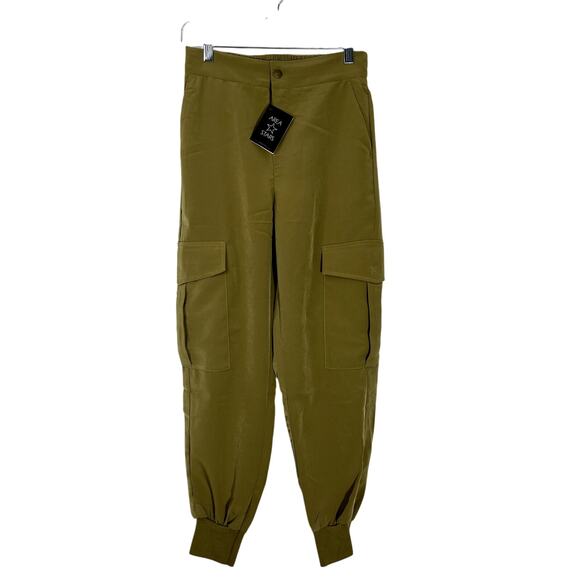 NWT Area Stars Olive Green High-waist Pockets Silky Cargo Jogger Pants Size S - Picture 2 of 9